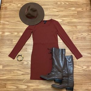 Forever 21- Ribbed Long Sleeve Fitted Dress Size L